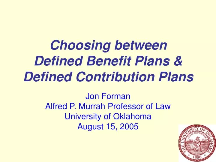 choosing between defined benefit plans defined contribution plans