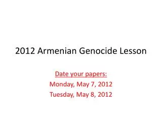 2012 Armenian Genocide Lesson