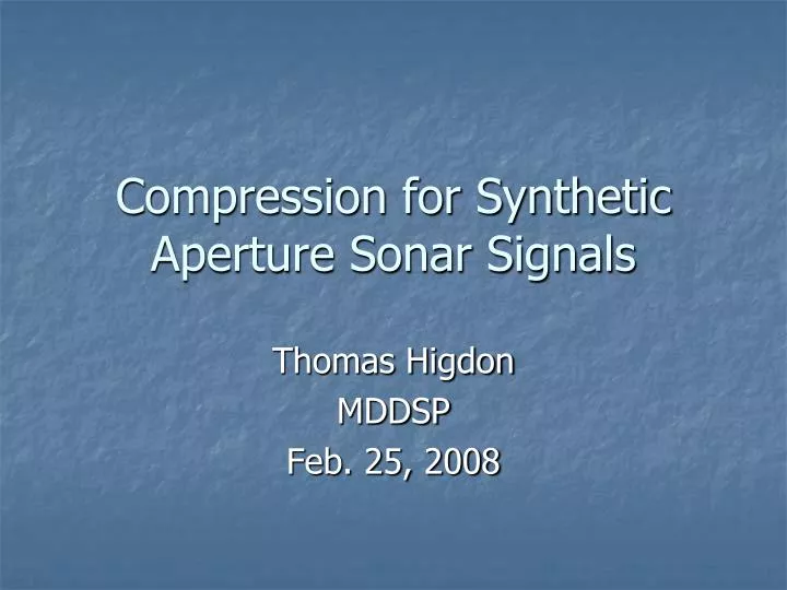 compression for synthetic aperture sonar signals