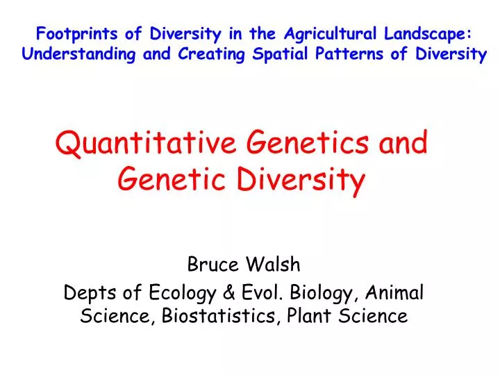 quantitative genetics and genetic diversity