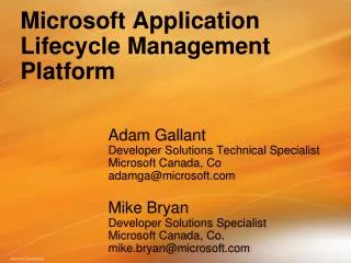 Microsoft Application Lifecycle Management Platform