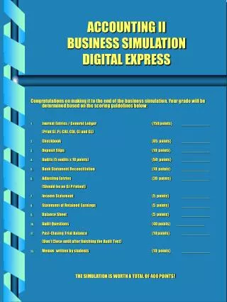 ACCOUNTING II BUSINESS SIMULATION DIGITAL EXPRESS