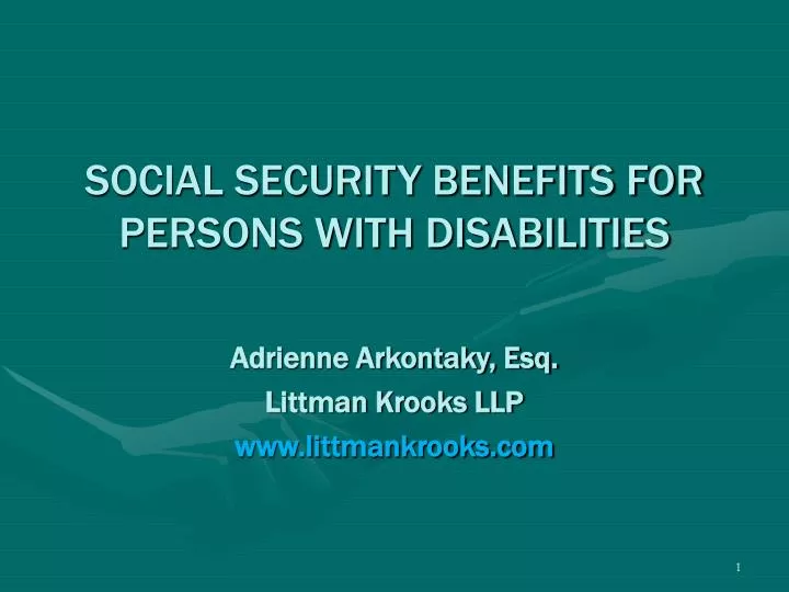 social security benefits for persons with disabilities