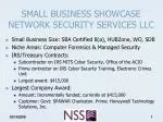 SMALL BUSINESS SHOWCASE NETWORK SECURITY SERVICES LLC - slide 1