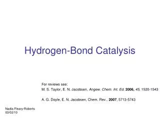 Hydrogen-Bond Catalysis