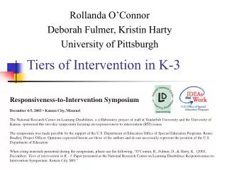 Tiers of Intervention in K-3