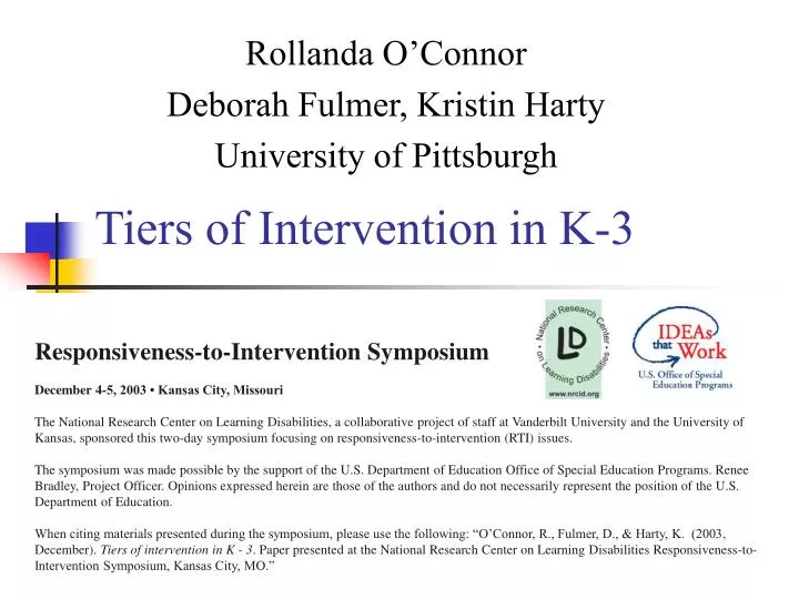 tiers of intervention in k 3