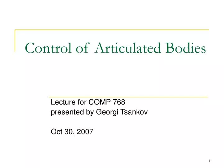 control of articulated bodies