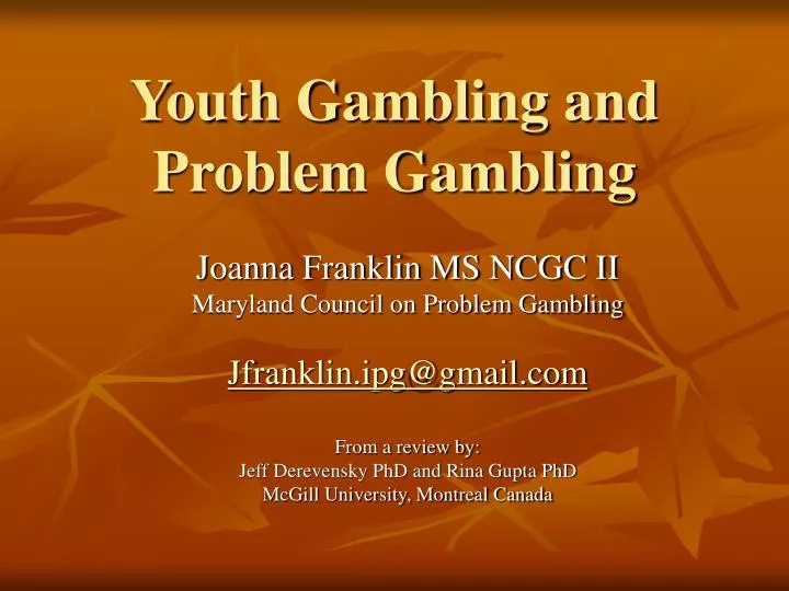 youth gambling and problem gambling