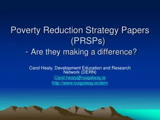 Poverty Reduction Strategy Papers	(PRSPs) - Are they making a difference?