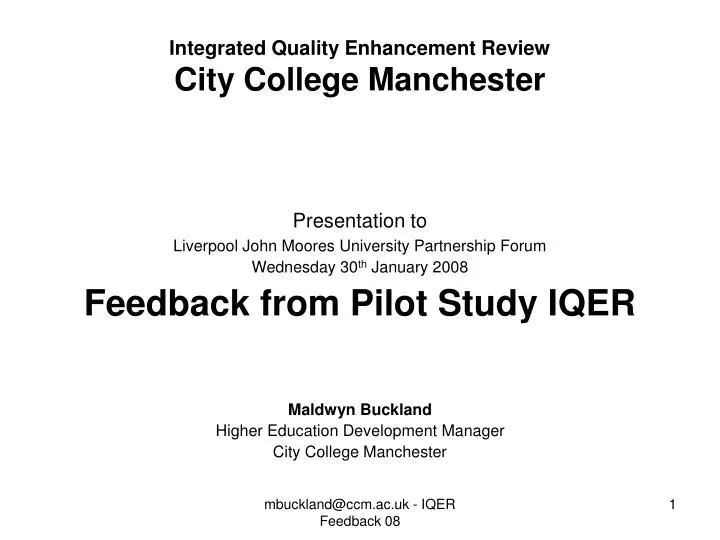integrated quality enhancement review city college manchester