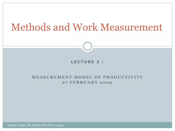 methods and work measurement