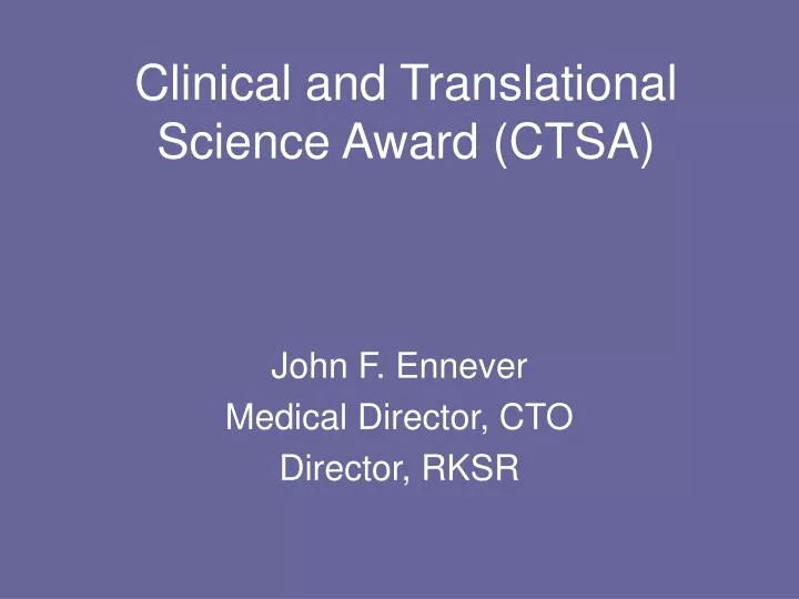 clinical and translational science award ctsa