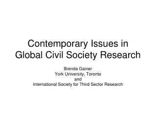 Contemporary Issues in Global Civil Society Research
