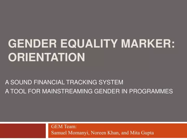 gender equality marker orientation