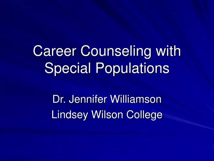 career counseling with special populations