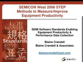 SEMICON West 2006 STEP Methods to Measure/Improve Equipment Productivity