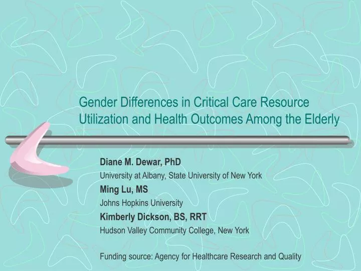 gender differences in critical care resource utilization and health outcomes among the elderly