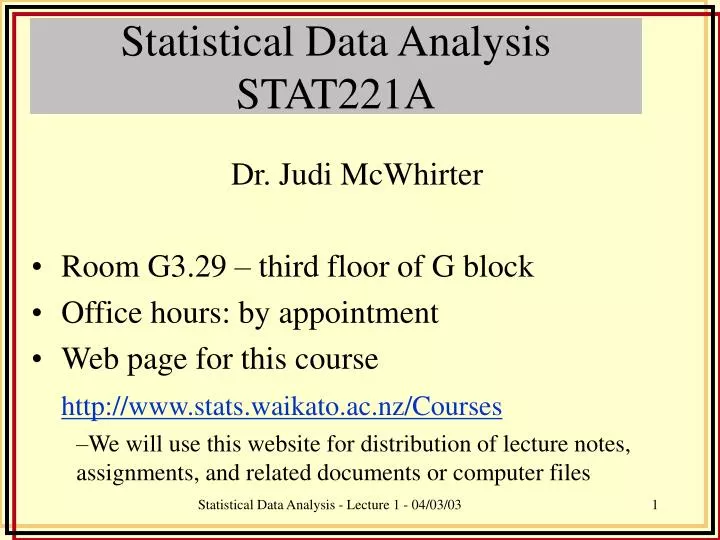statistical data analysis stat221a