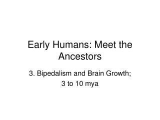 Early Humans: Meet the Ancestors