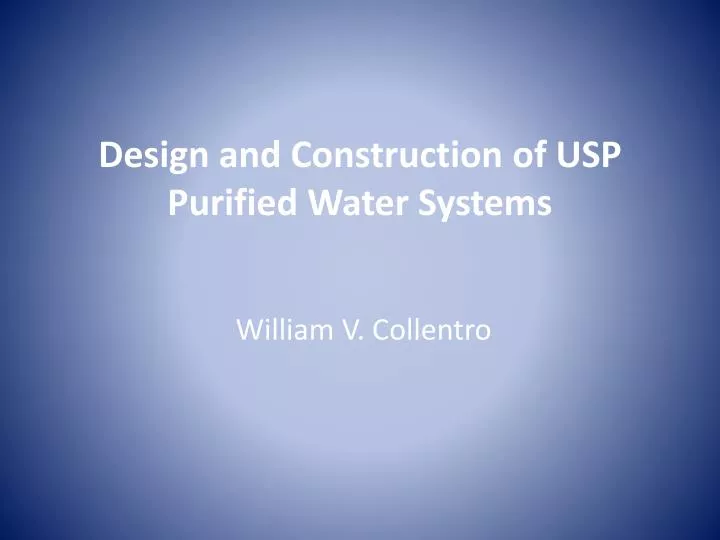 design and construction of usp purified water systems
