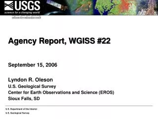 Agency Report, WGISS #22
