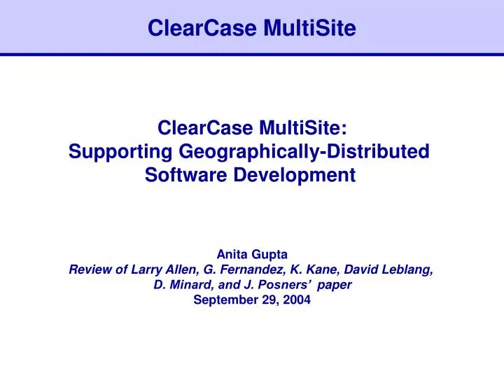 clearcase multisite