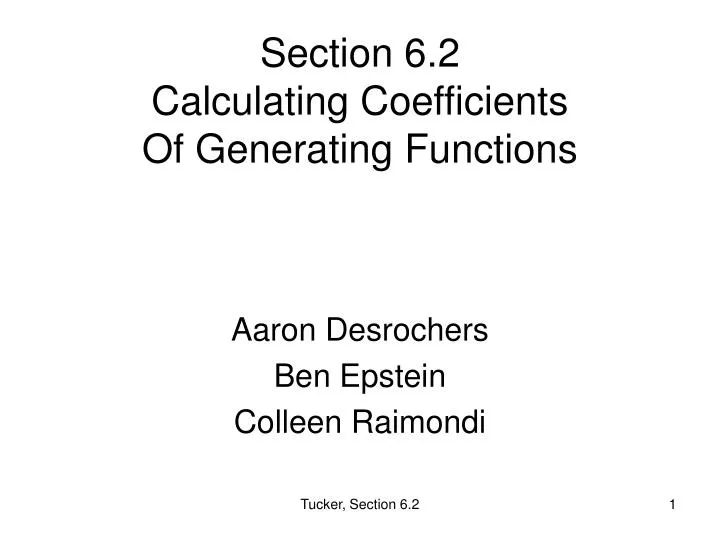 section 6 2 calculating coefficients of generating functions