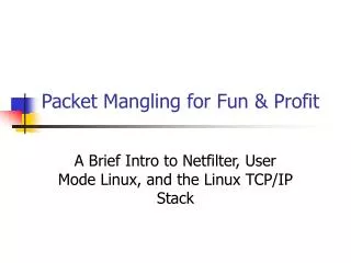 Packet Mangling for Fun &amp; Profit