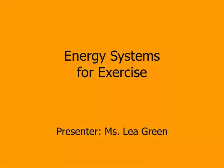 energy systems for exercise