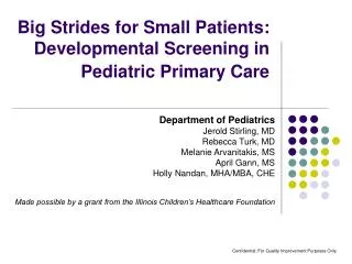 Big Strides for Small Patients: Developmental Screening in Pediatric Primary Care