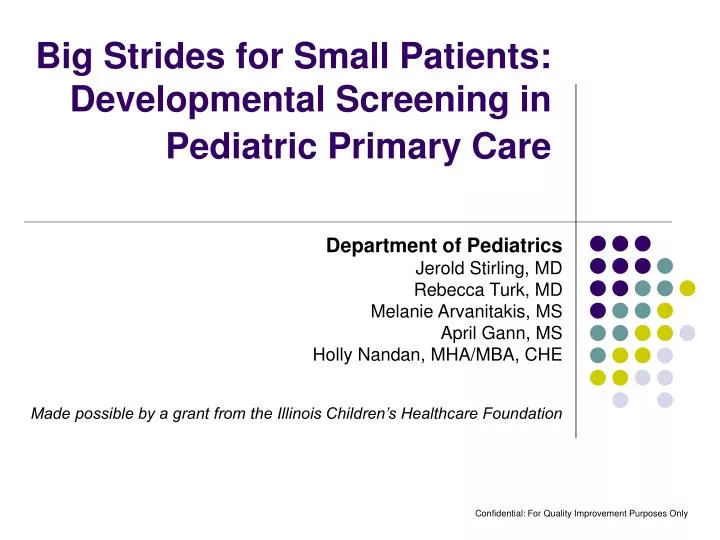 big strides for small patients developmental screening in pediatric primary care