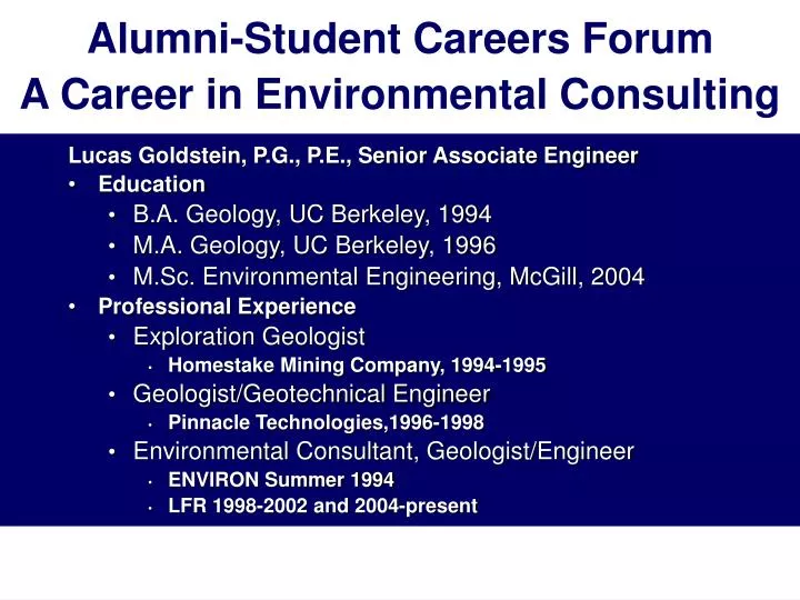 alumni student careers forum a career in environmental consulting