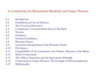 6. Connections for Riemannian Manifolds and Gauge Theories