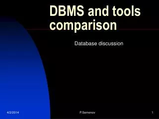 DBMS and tools comparison