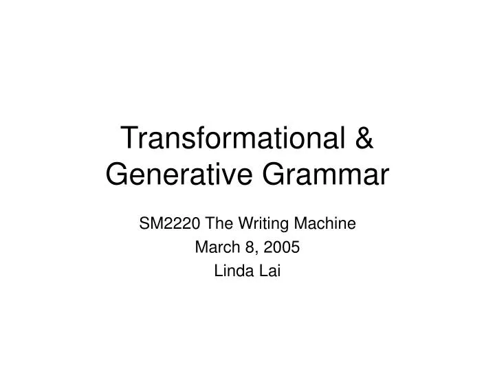 transformational generative grammar