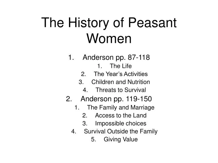 the history of peasant women