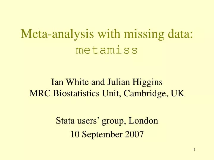 meta analysis with missing data metamiss
