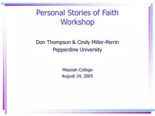 Personal Stories of Faith Workshop