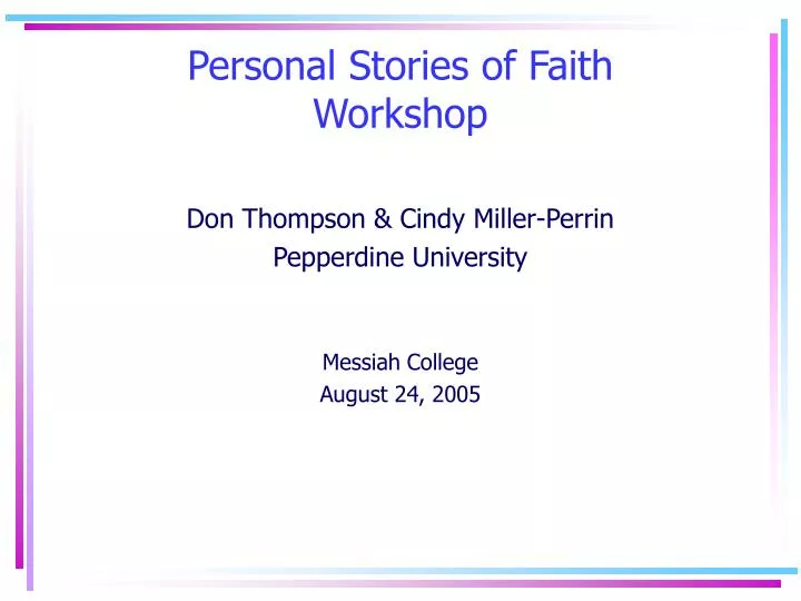 personal stories of faith workshop