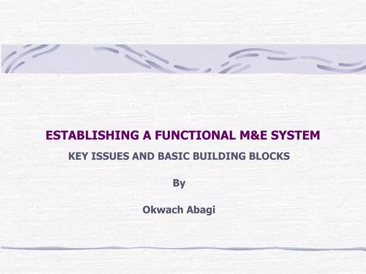 establishing a functional m e system