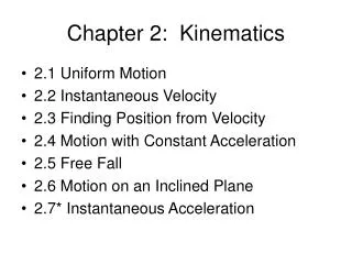 Chapter 2: Kinematics