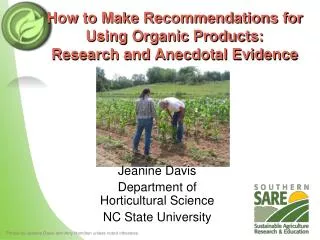 How to Make Recommendations for Using Organic Products: Research and Anecdotal Evidence