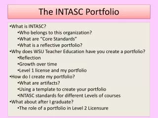 The INTASC Portfolio