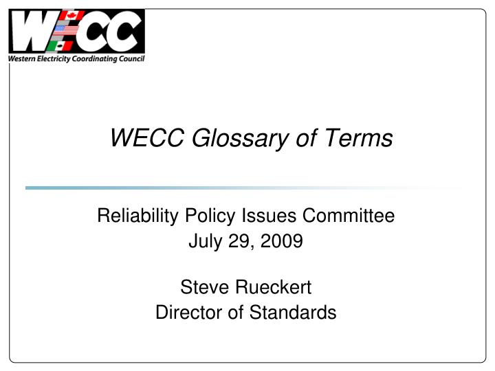 wecc glossary of terms
