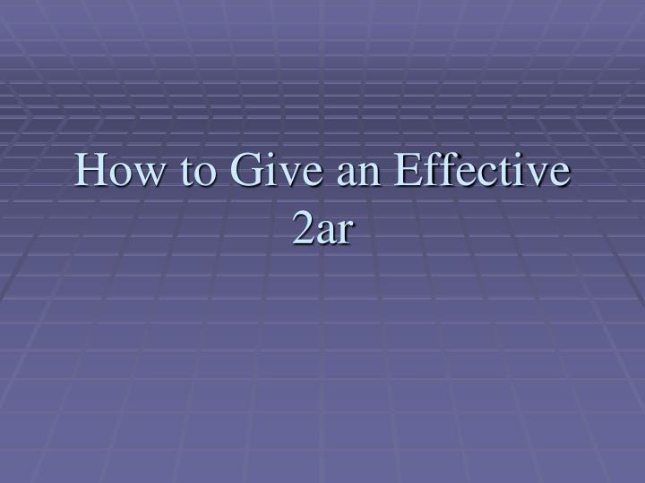 how to give an effective 2ar