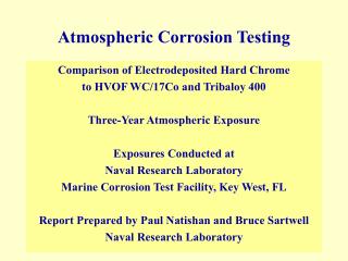 Atmospheric Corrosion Testing
