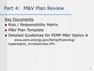 Part 4: M&amp;V Plan Review