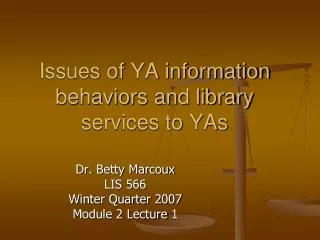 Issues of YA information behaviors and library services to YAs