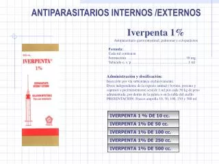 ANTIPARASITARIOS INTERNOS /EXTERNOS